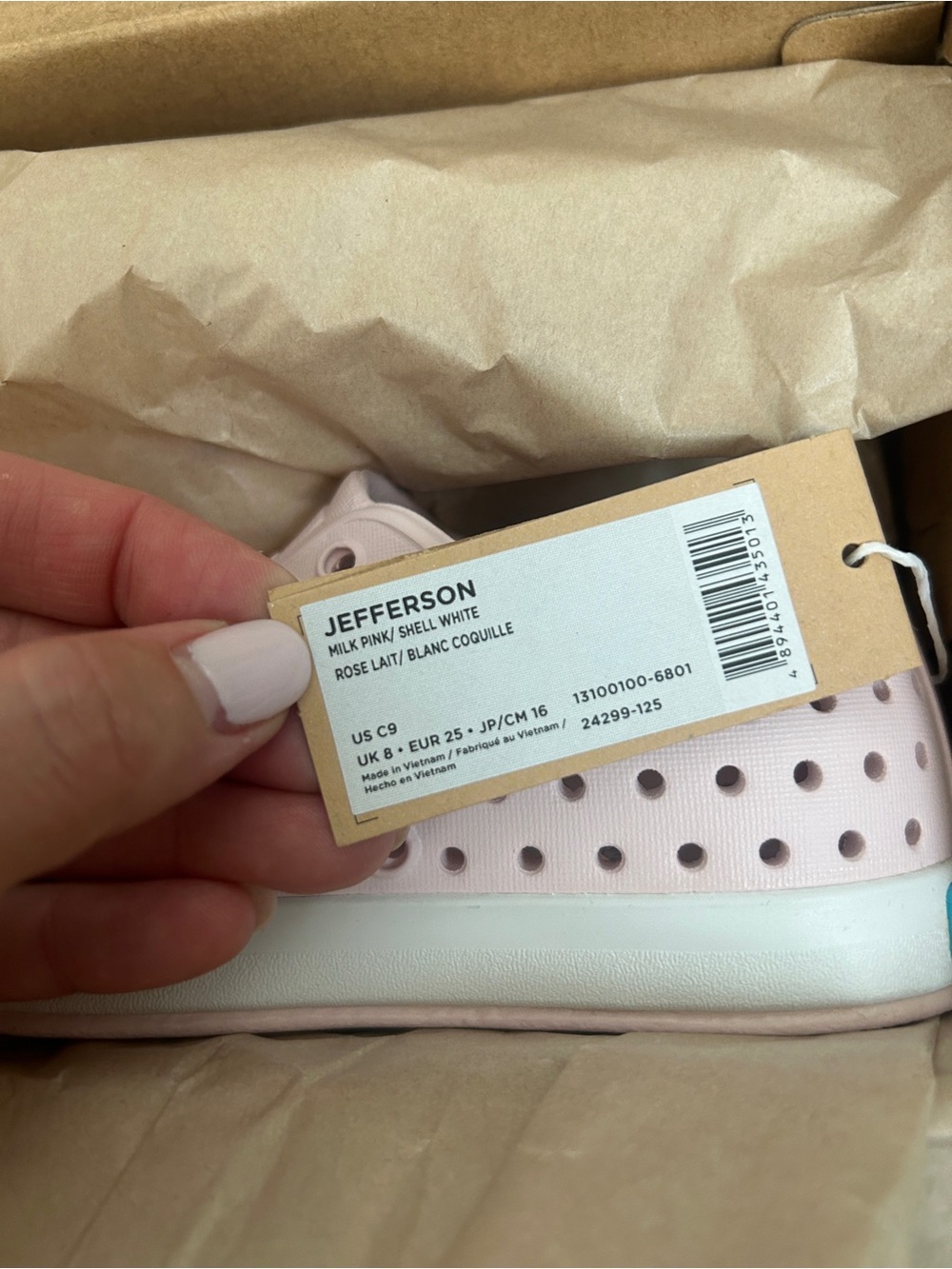NEW Native Shoes Unisex Kids Jefferson Sneakers Milk Pink C9 - Picture 6 of 7